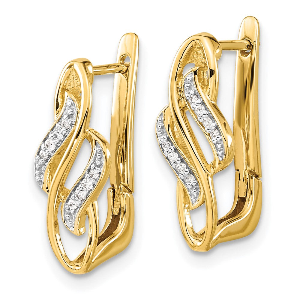 Solid 14k Yellow Gold Simulated CZ Hinged Hoop Earrings