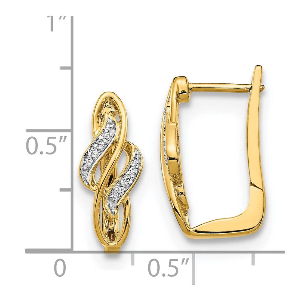 Solid 14k Yellow Gold Simulated CZ Hinged Hoop Earrings