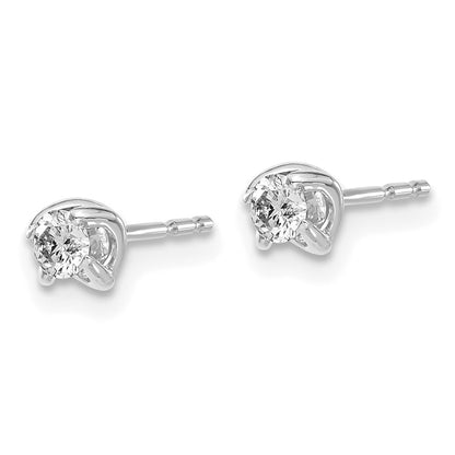 Solid 14k White Gold Simulated CZ Post Earrings