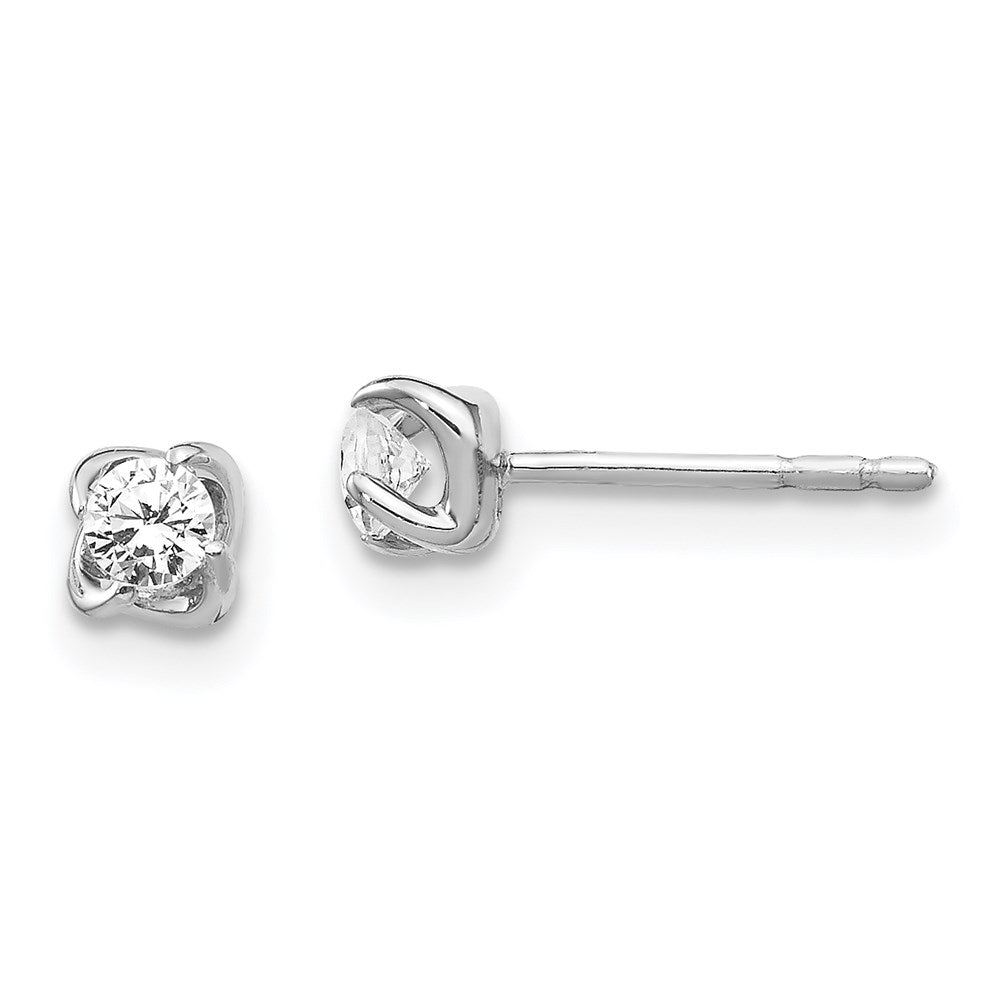 14k White Gold Real Diamond Post Earrings EM5446-020-WA