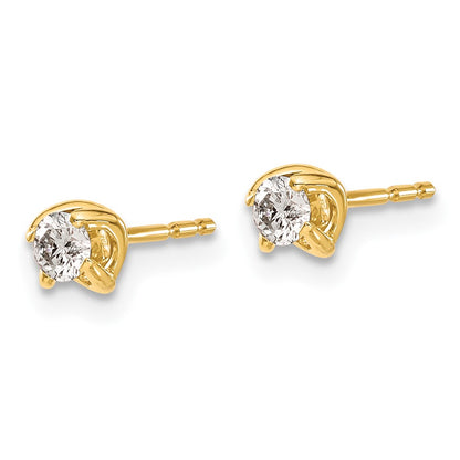 Solid 14k Yellow Gold Simulated CZ Post Earrings