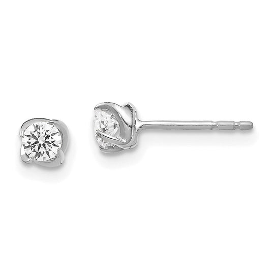 14k White Gold Real Diamond Post Earrings EM5447-033-WA