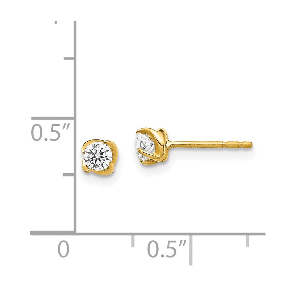 Solid 14k Yellow Gold Simulated CZ Post Earrings