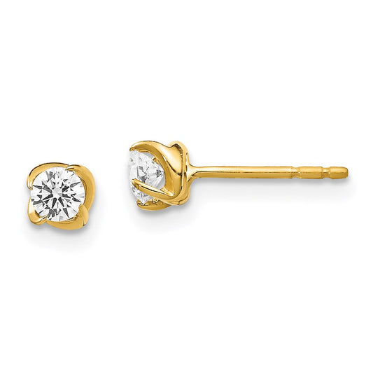 14k Yellow Gold Real Diamond Post Earrings EM5447-033-YA
