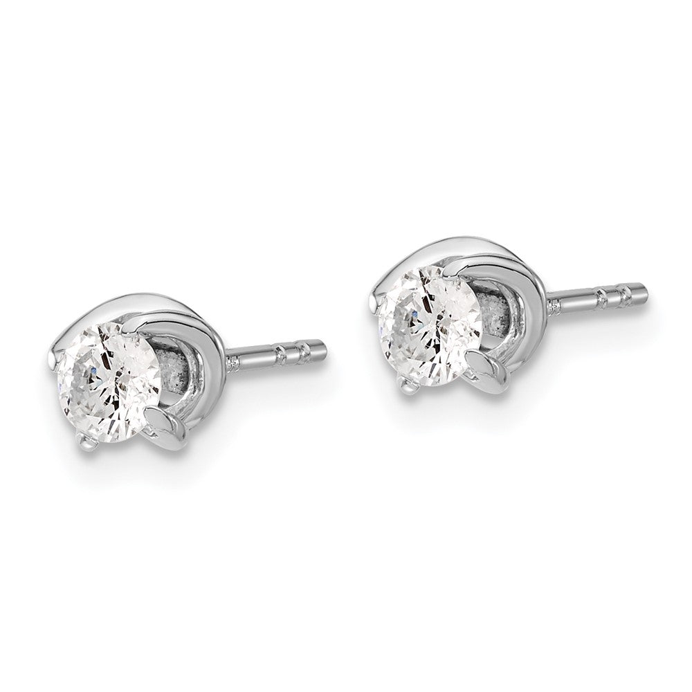 Solid 14k White Gold Fancy Twist Simulated CZ Earrings