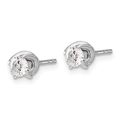 Solid 14k White Gold Fancy Twist Simulated CZ Earrings