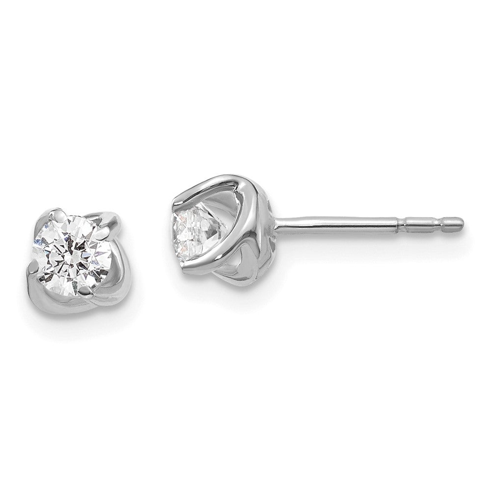 Solid 14k White Gold Fancy Twist Simulated CZ Earrings