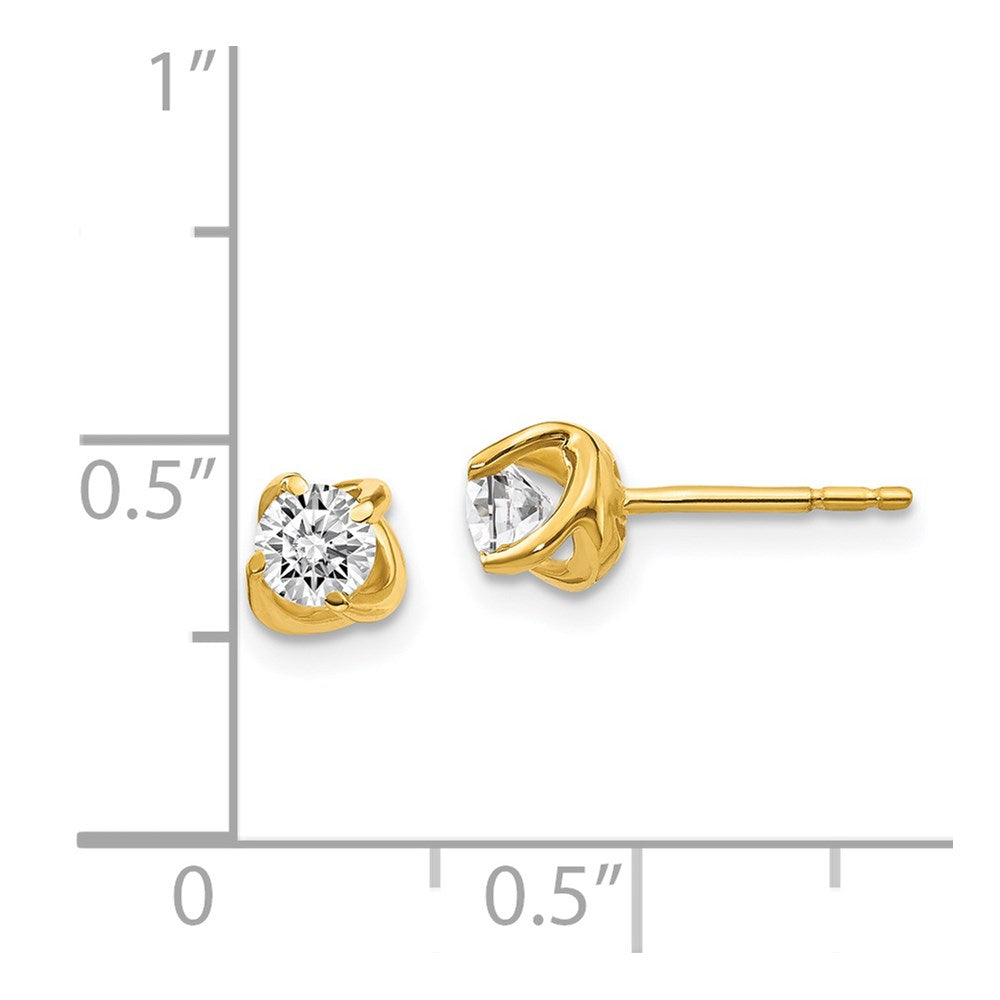 Solid 14k Yellow Gold Fancy Twist Simulated CZ Earrings