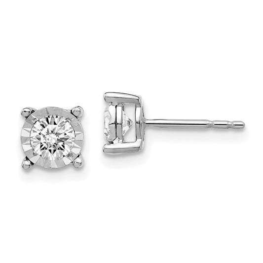 Solid 14k White Gold Simulated CZ Earrings