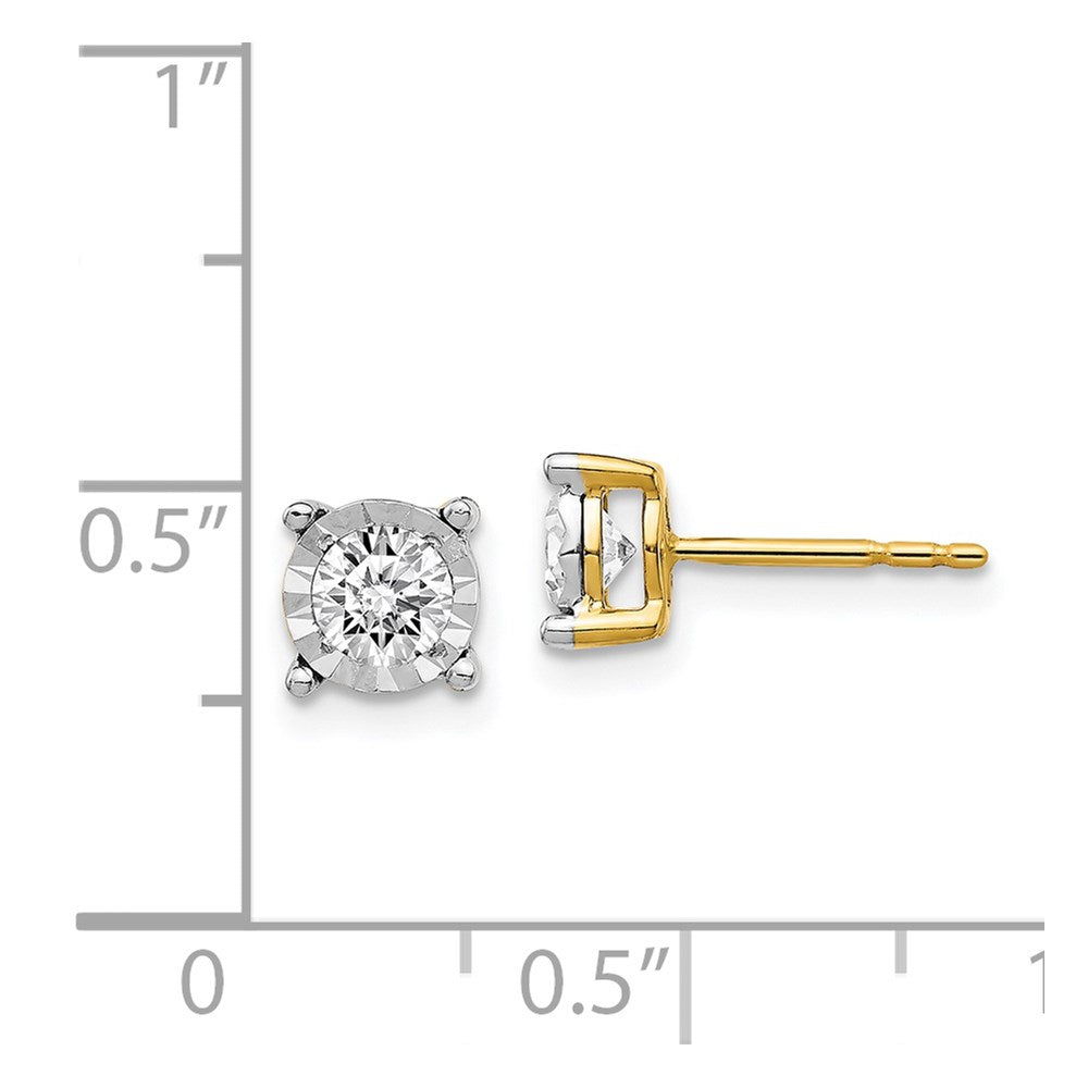 Solid 14k Yellow Gold Two-Tone Simulated CZ Earrings