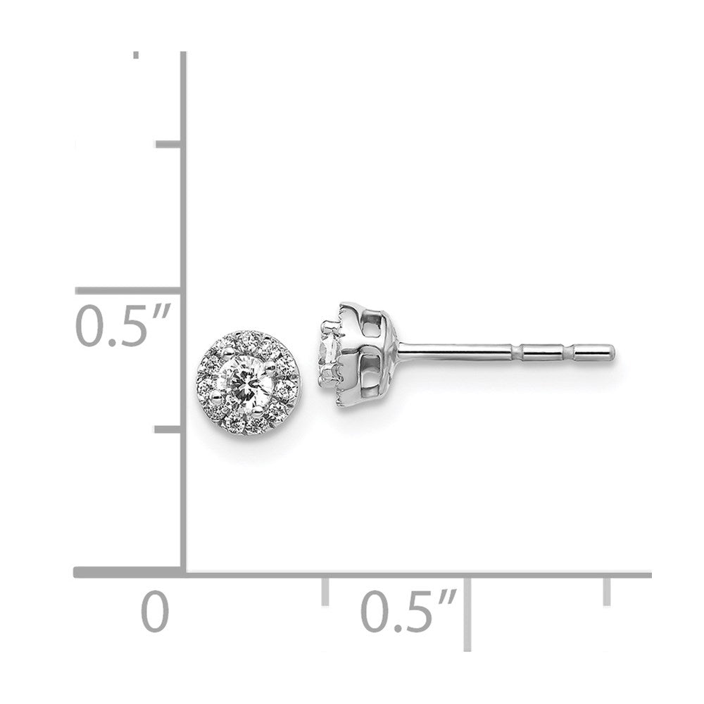 Solid 14k White Gold Simulated CZ Cluster Post Earrings