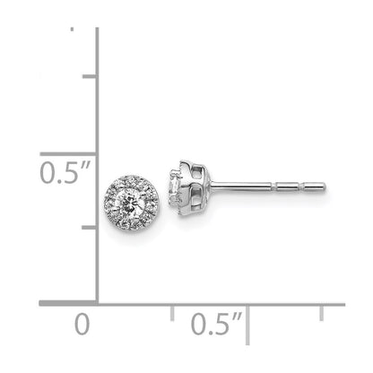 Solid 14k White Gold Simulated CZ Cluster Post Earrings