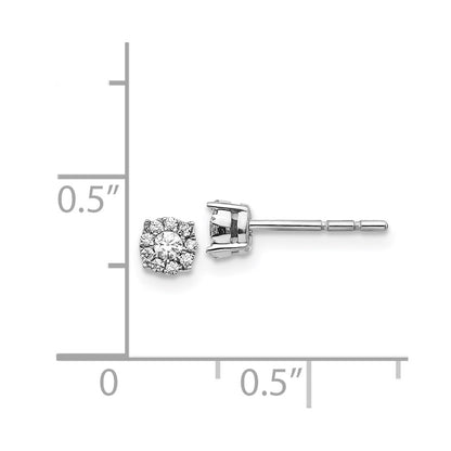 Solid 14k White Gold Simulated CZ Cluster Post Earrings