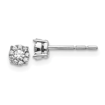 Solid 14k White Gold Simulated CZ Cluster Post Earrings