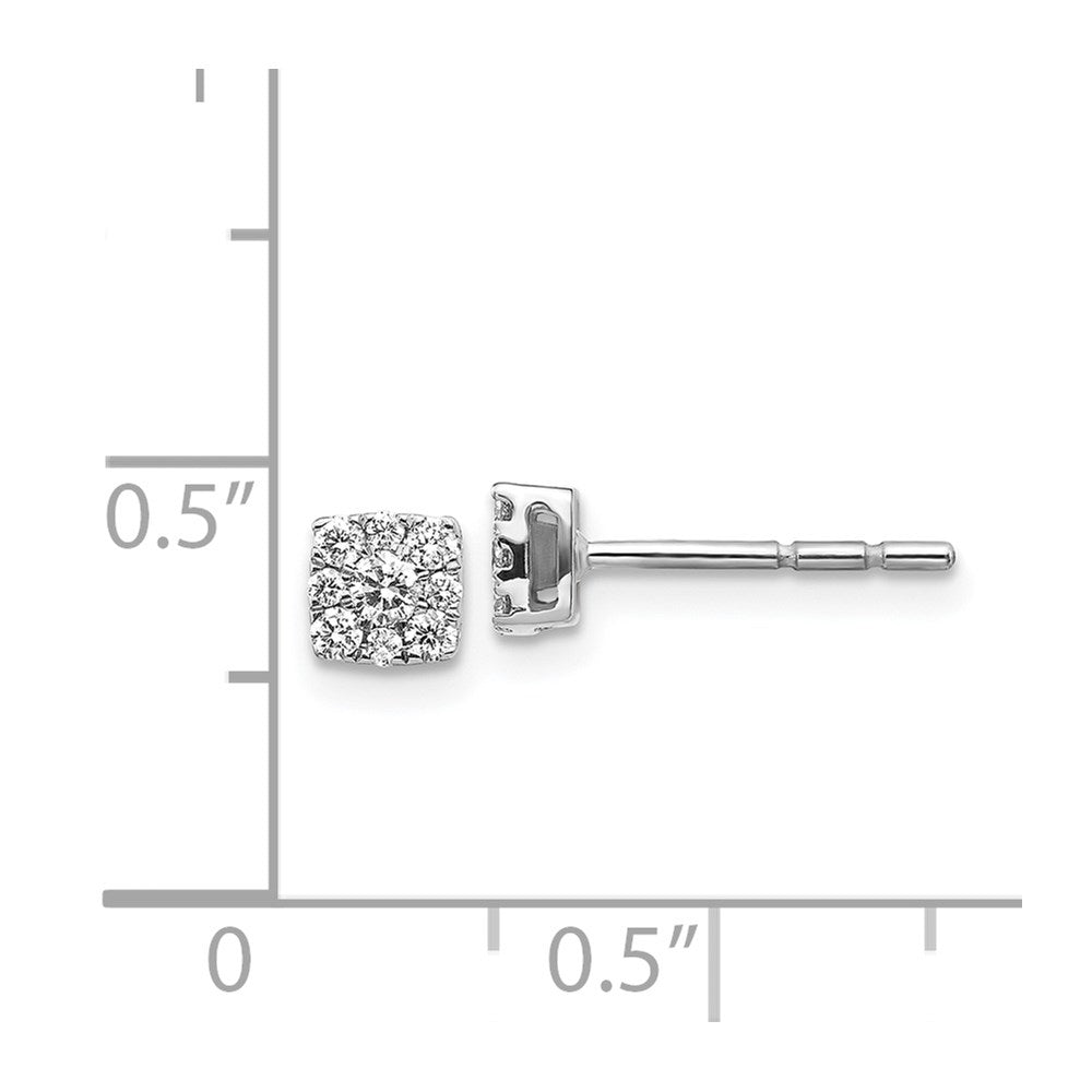 Solid 14k White Gold Simulated CZ Cluster Post Earrings