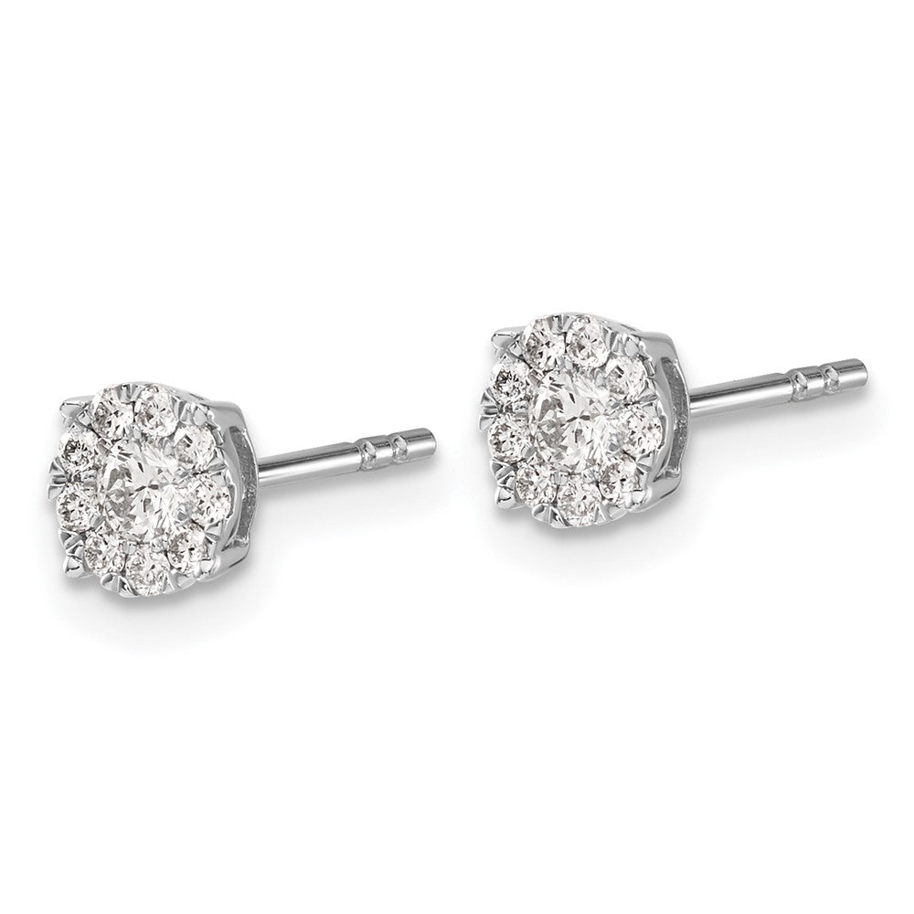 Solid 14k White Gold Simulated CZ Cluster Post Earrings