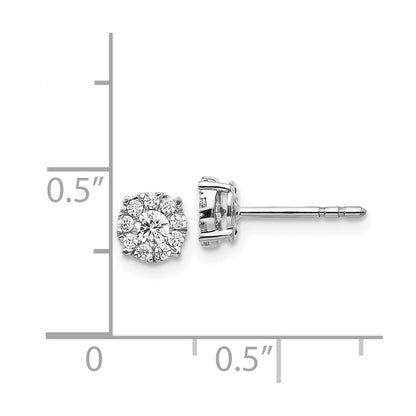 Solid 14k White Gold Simulated CZ Cluster Post Earrings