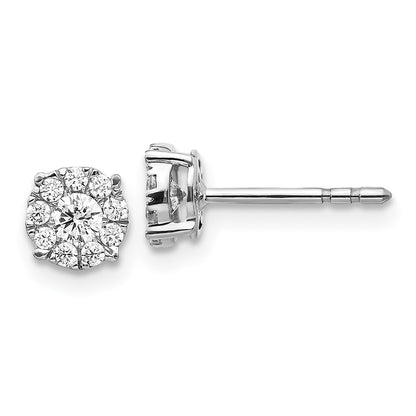 Solid 14k White Gold Simulated CZ Cluster Post Earrings