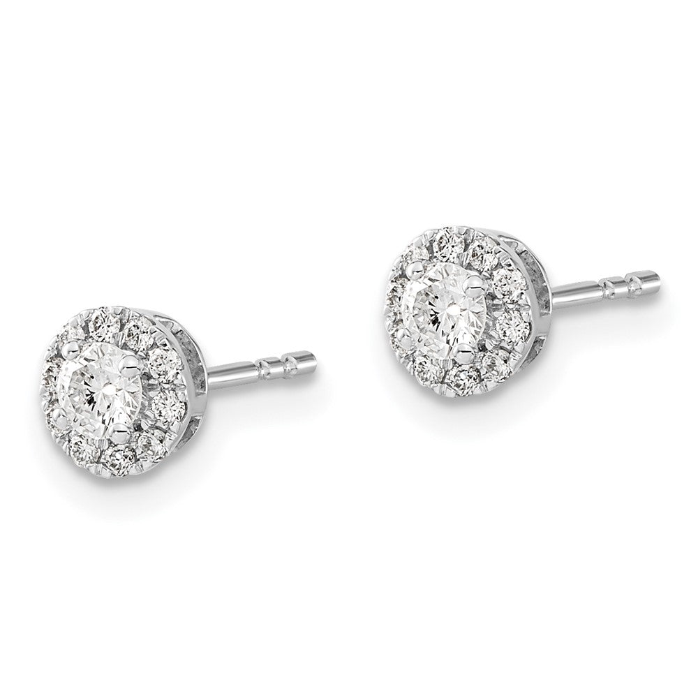 Solid 14k White Gold Simulated CZ Cluster Post Earrings