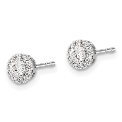 Solid 14k White Gold Simulated CZ Cluster Post Earrings