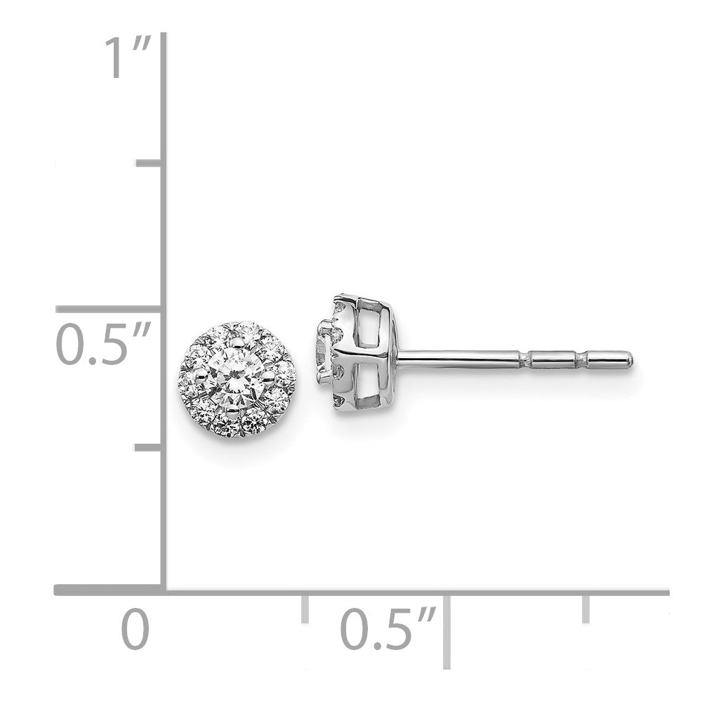 Solid 14k White Gold Simulated CZ Cluster Post Earrings