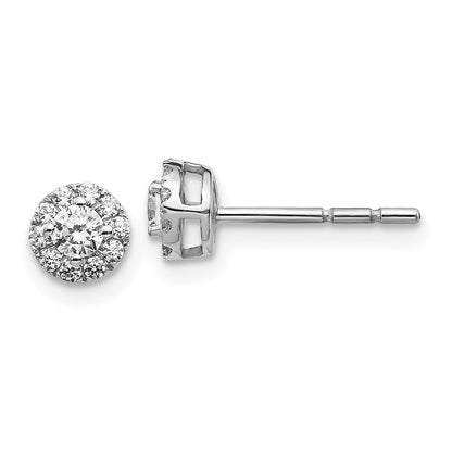 Solid 14k White Gold Simulated CZ Cluster Post Earrings