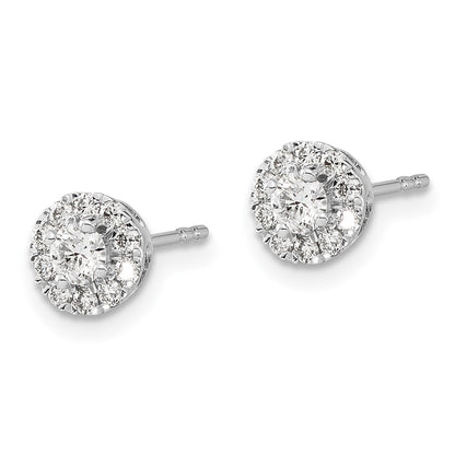 Solid 14k White Gold Simulated CZ Cluster Post Earrings