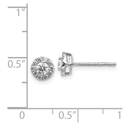 Solid 14k White Gold Simulated CZ Cluster Post Earrings