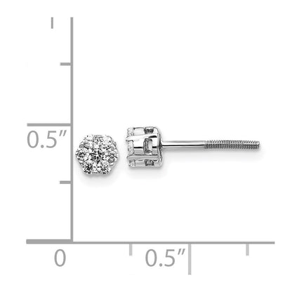 Solid 14k White Gold Simulated CZ Cluster ScrewbacK Earrings