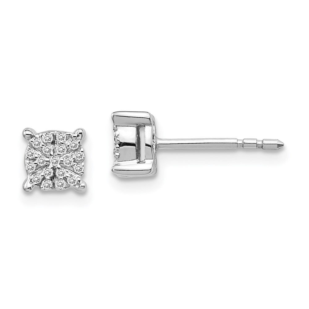 Solid 14k White Gold Simulated CZ Cluster Post Earrings