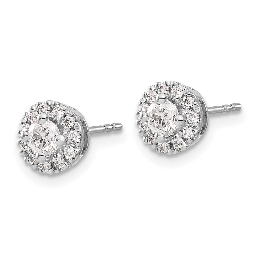 Solid 14k White Gold Simulated CZ Cluster Post Earrings