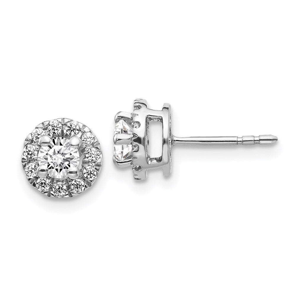 14k White Gold Real Diamond Cluster Post Earrings EM5460-062-WA