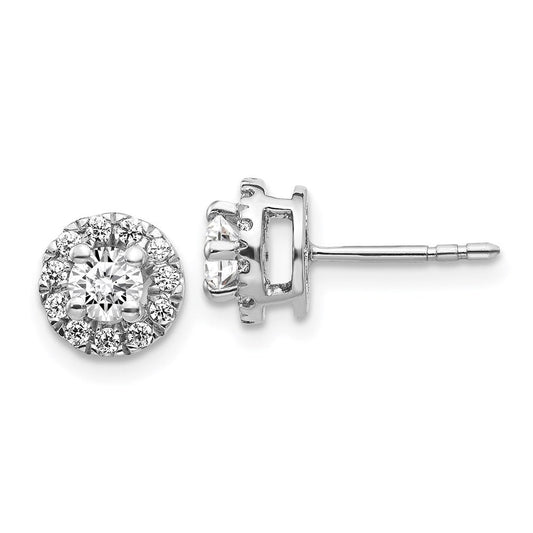 14k White Gold Real Diamond Cluster Post Earrings EM5460-062-WA