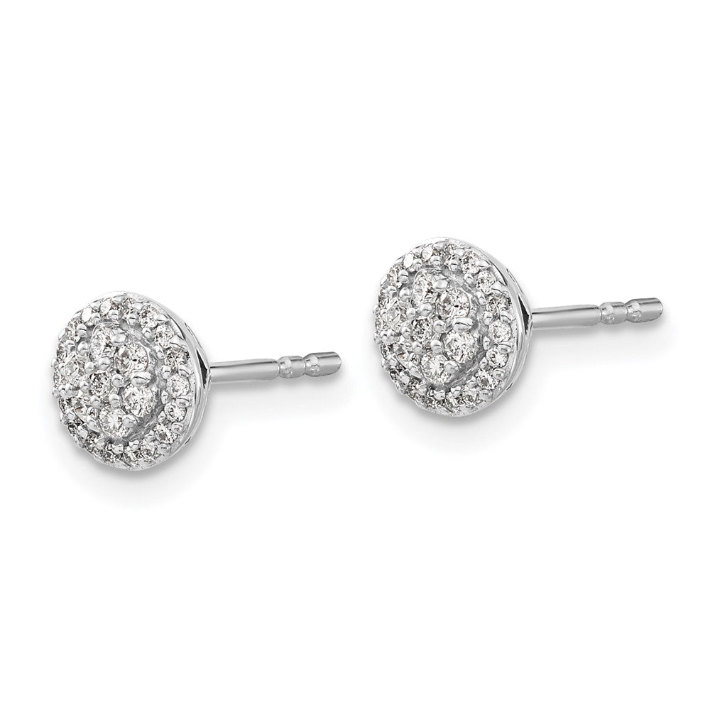 Solid 14k White Gold Simulated CZ Cluster Post Earrings