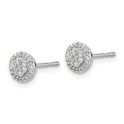 Solid 14k White Gold Simulated CZ Cluster Post Earrings