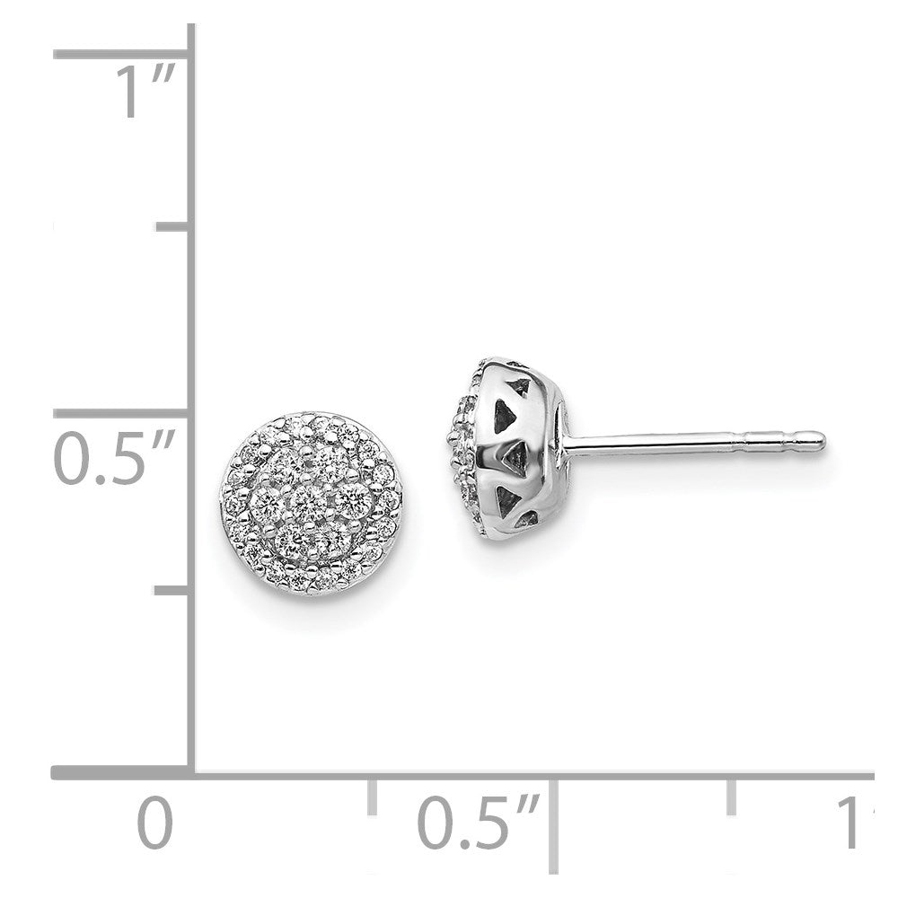 Solid 14k White Gold Simulated CZ Cluster Post Earrings