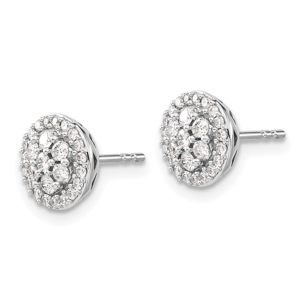 Solid 14k White Gold Simulated CZ Cluster Post Earrings