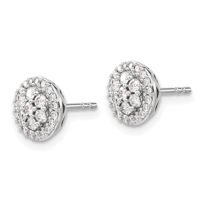 Solid 14k White Gold Simulated CZ Cluster Post Earrings