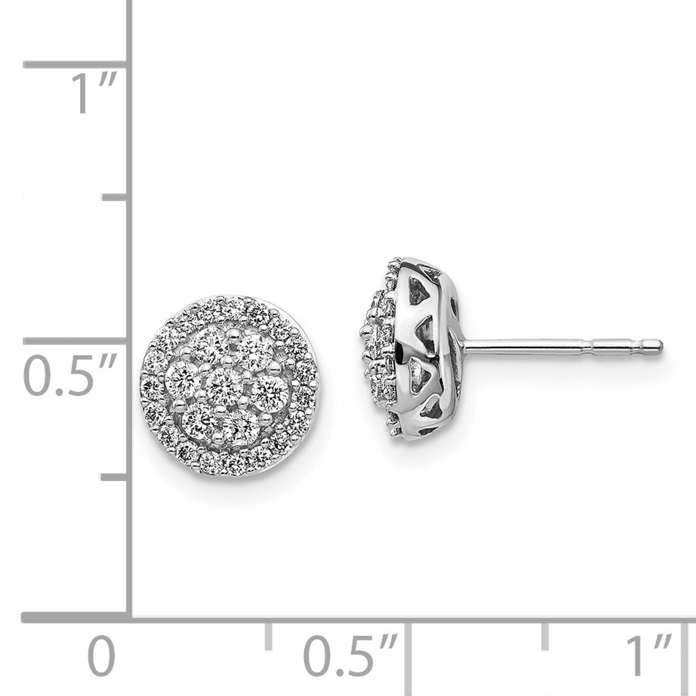 Solid 14k White Gold Simulated CZ Cluster Post Earrings