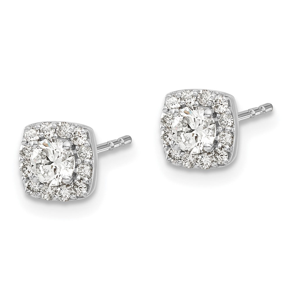Solid 14k White Gold Square Cluster Simulated CZ Earrings