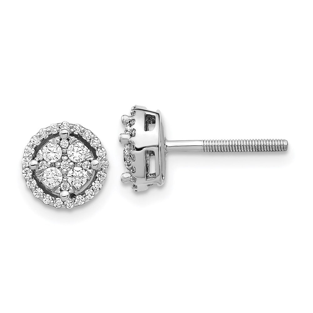 14k White Gold Real Diamond Round Screw Back Post Earrings EM5467-040-WA