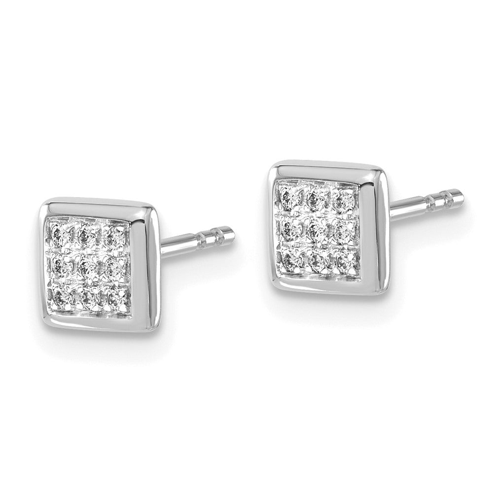 Solid 14k White Gold Simulated CZ Post Earrings