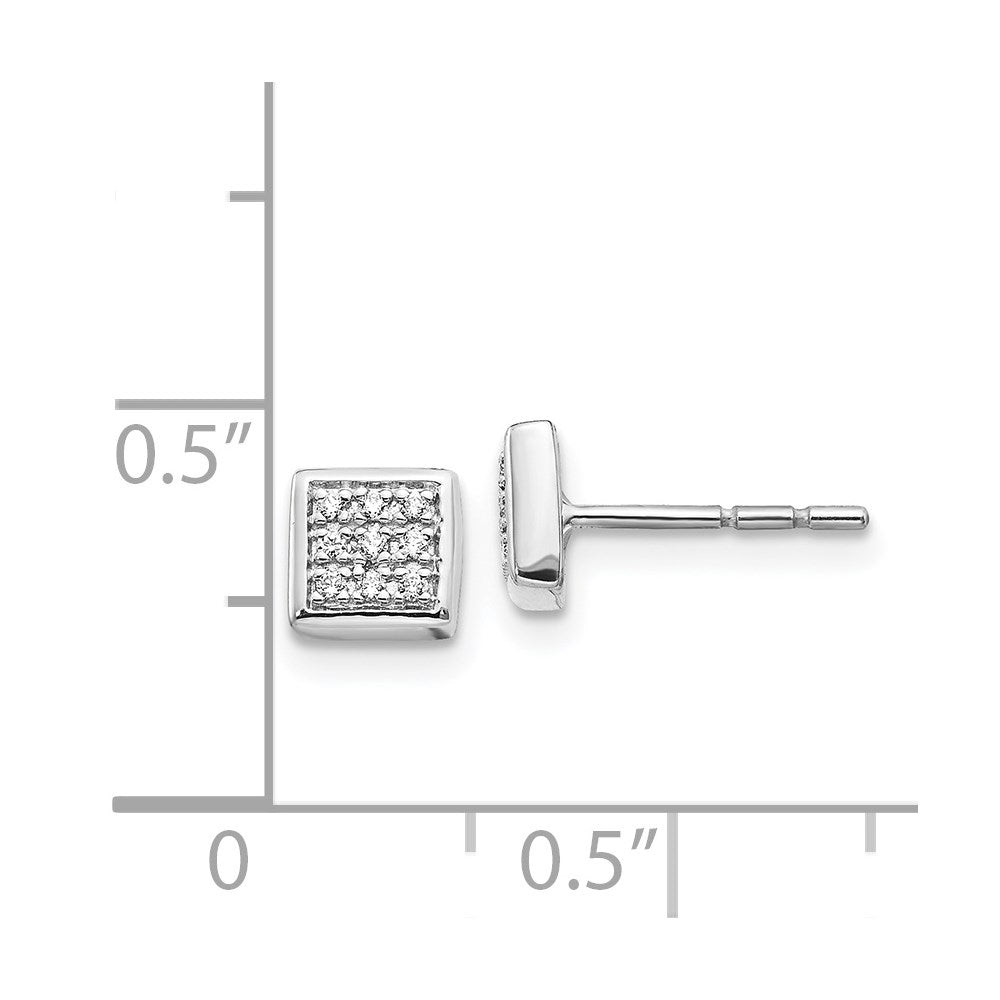 Solid 14k White Gold Simulated CZ Post Earrings