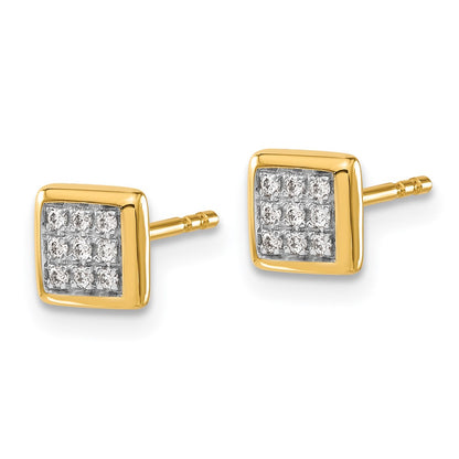 Solid 14k Yellow Gold Simulated CZ Post Earrings
