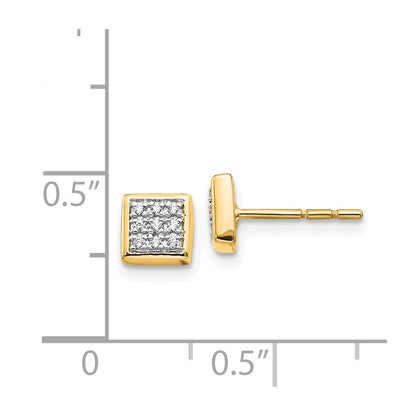 Solid 14k Yellow Gold Simulated CZ Post Earrings