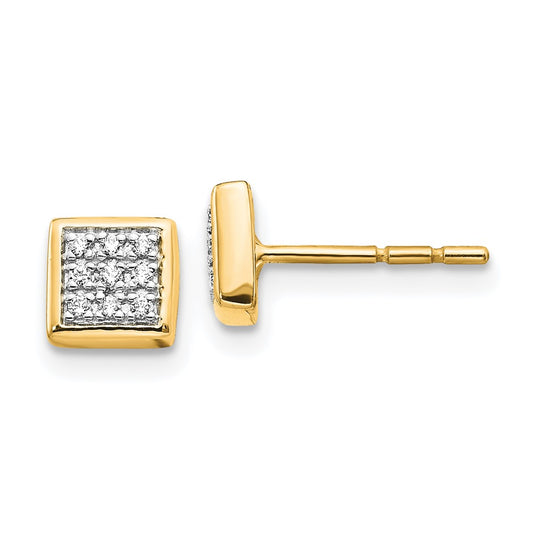 Solid 14k Yellow Gold Simulated CZ Post Earrings