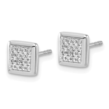 Solid 14k White Gold Simulated CZ Post Earrings