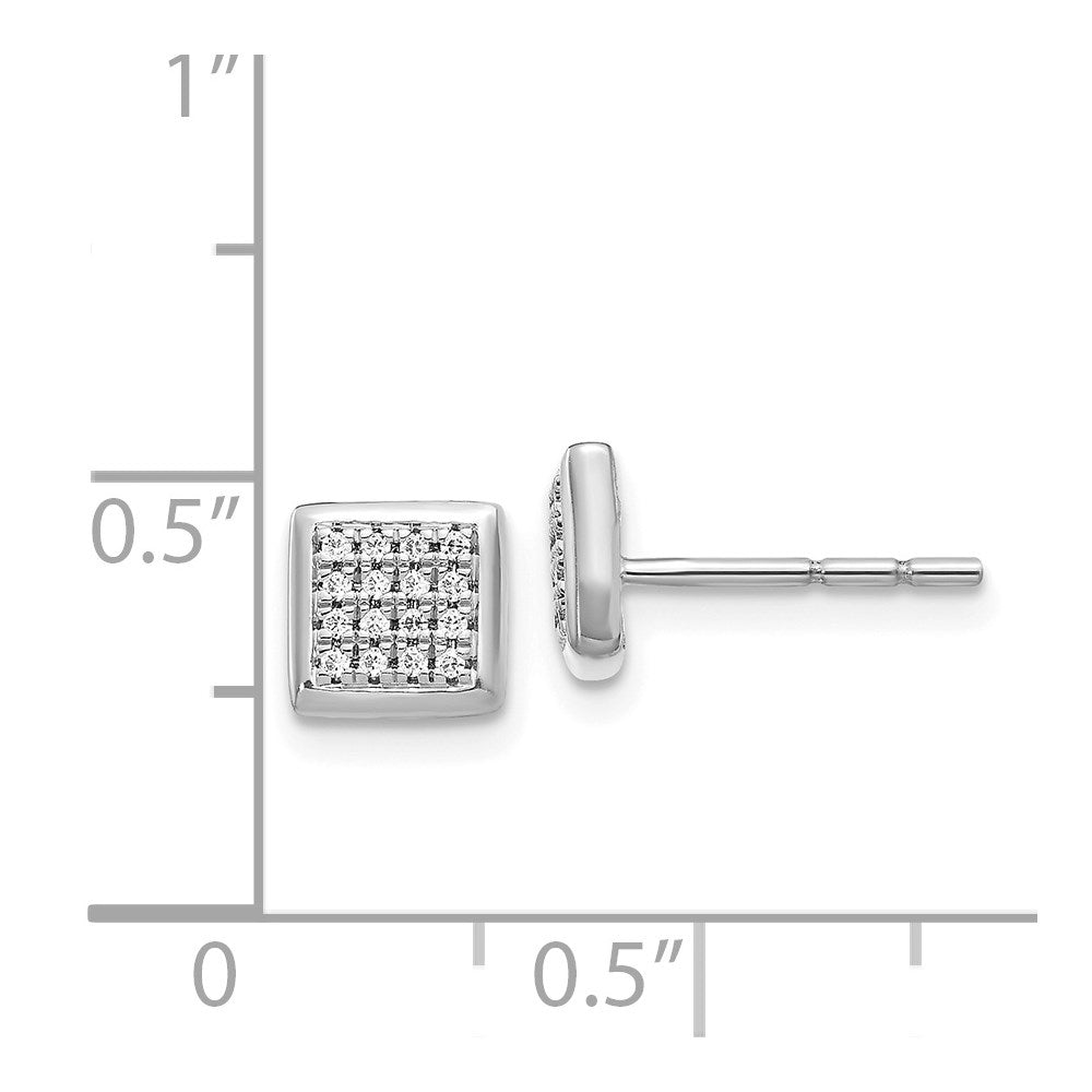 Solid 14k White Gold Simulated CZ Post Earrings