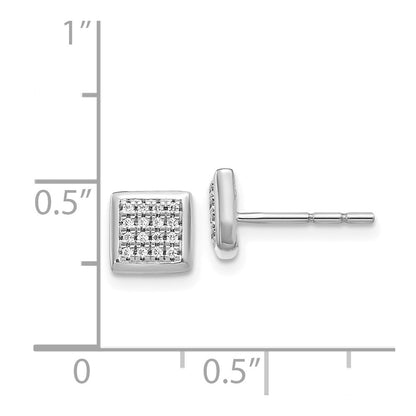 Solid 14k White Gold Simulated CZ Post Earrings