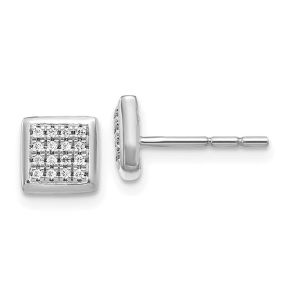 Solid 14k White Gold Simulated CZ Post Earrings